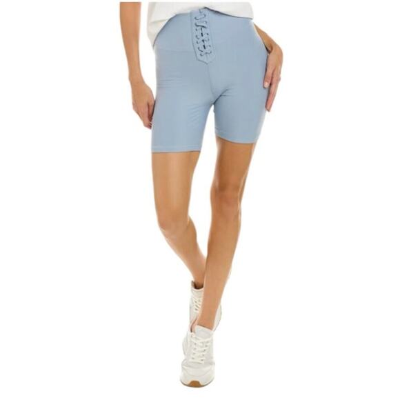 WeWoreWhat Lace Up Active Biker Shorts in Dusty Blue size Medium NWT - Picture 1 of 4